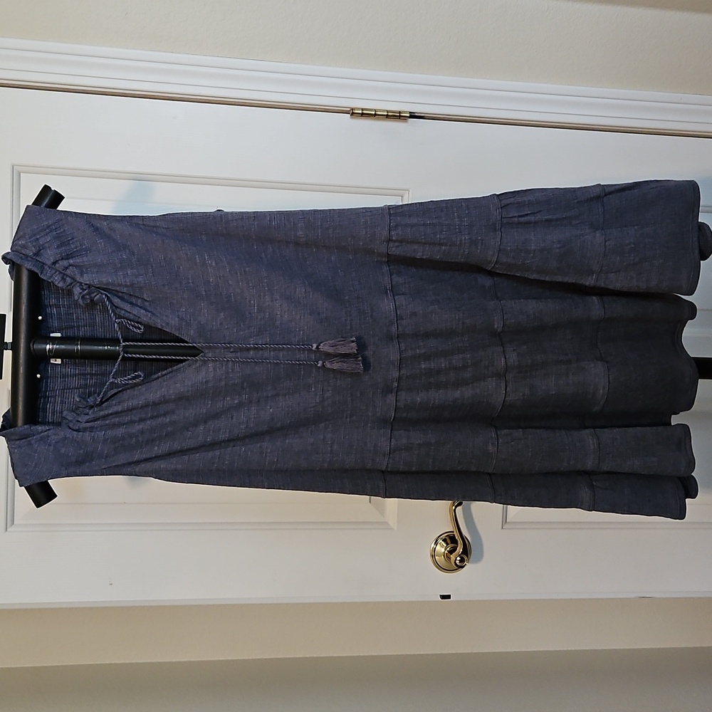 Max Studio Textured Denim Blue Above Knee Dress Or Tiered Tunic XL. NWOT - Picture 12 of 13